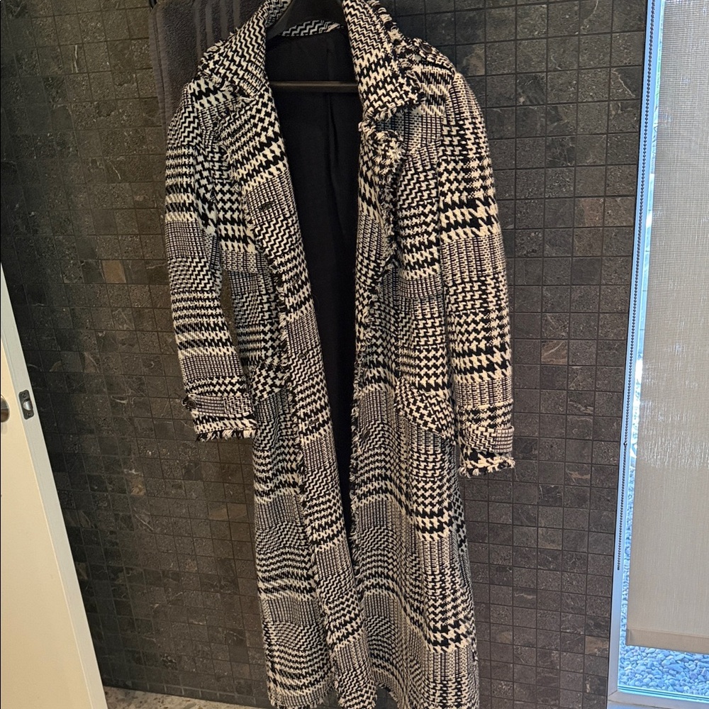 Free People Black and White Trench Coat